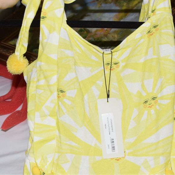 Never Fully Dressed Yellow Sun Pom Pom MIDI Dress NWT SHOPBOP - Picture 6 of 8
